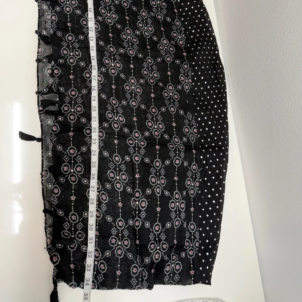 Unbranded Infinity Whimsygoth Tassel Metallic Star Pink Print Black‎ Scarf